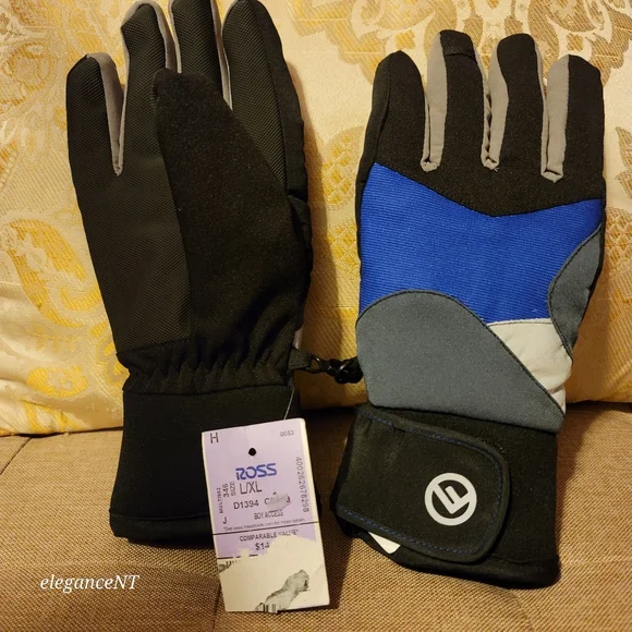 Insulated Kids / Youth Winter Black/Blue/Gray Gloves L/XL NWT - Picture 6 of 6